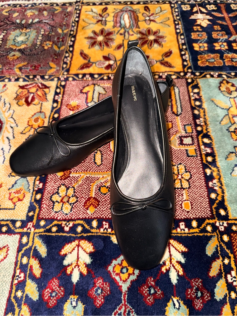 Maeve Black Ballet Flats with Bow Detail